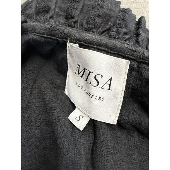 MISA Los Angeles Manuela Black Embroidered Cotton Mini Dress Small - Picture 12 of 14